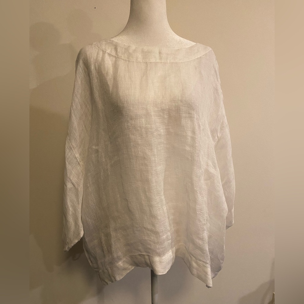J Jill White Linen Boxy Oversized Elegant  Women's Toper size Large